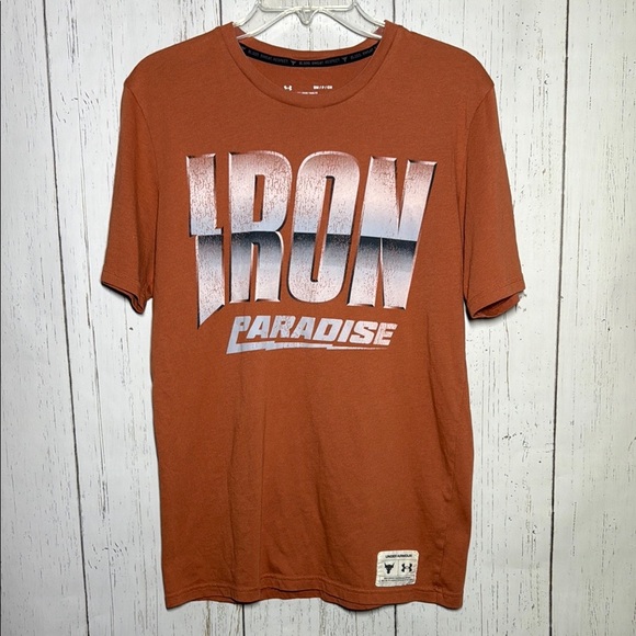 Project Rock Shirt Orange Small Under Armour Iron Paradise Loose Fit Gym Tee - Picture 1 of 4